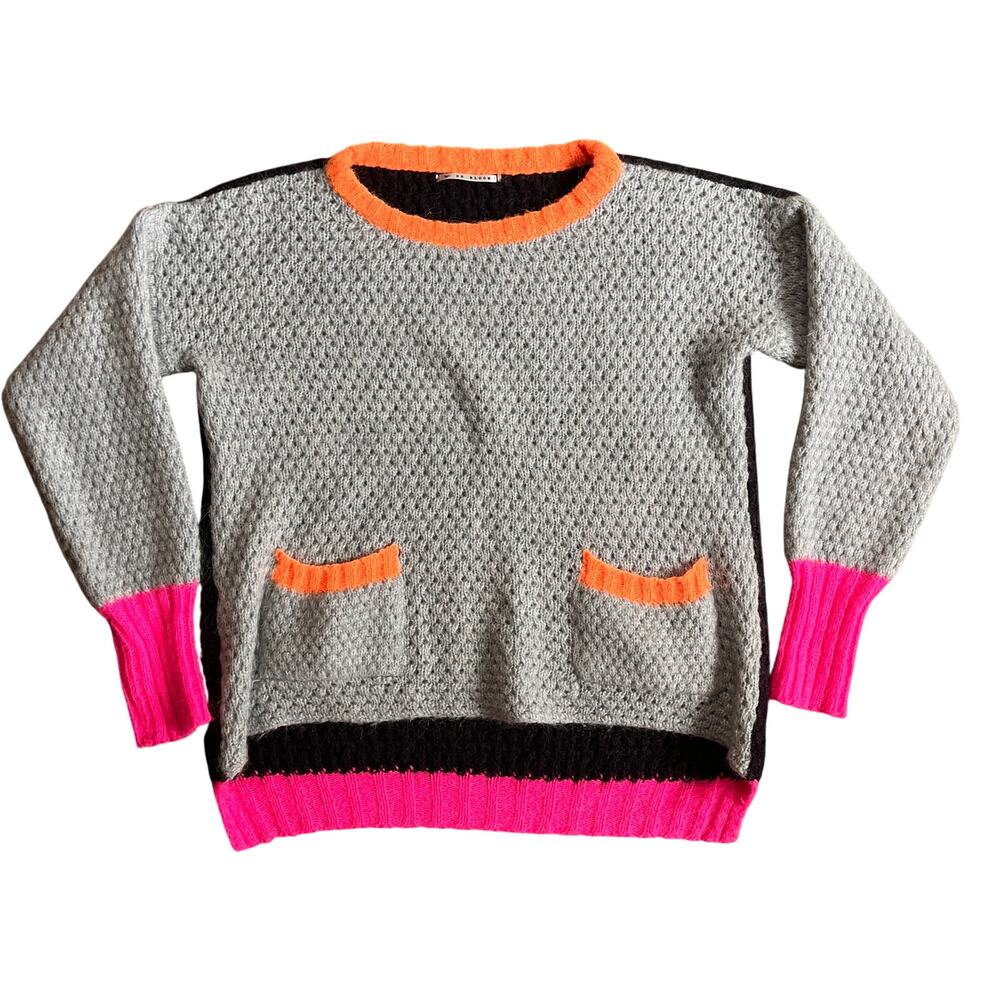 Dr Bloom Conga Sweater Hi low neon accents gray navy S/M